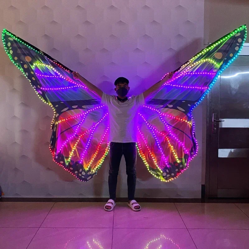 

Showgirl outfit belly dancer LED butterfly wings party stage girl LED luminous butterfly costume colorful dance lighting prop