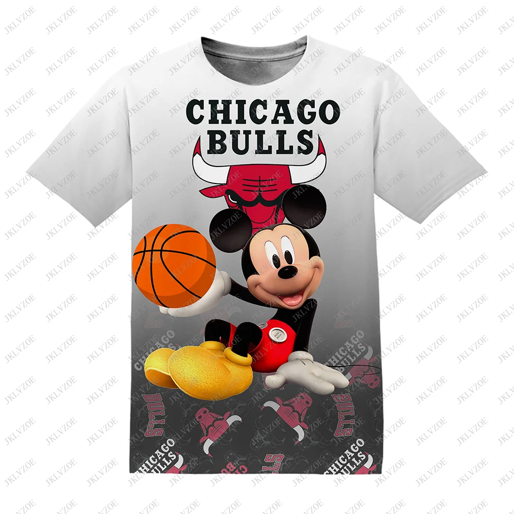 2024 Disney Chicago Mickey Mouse Marvel SpiderMan Kid T shirt Men Clothes Tee Boys Top Basketball Children Bucks Clothes Hot