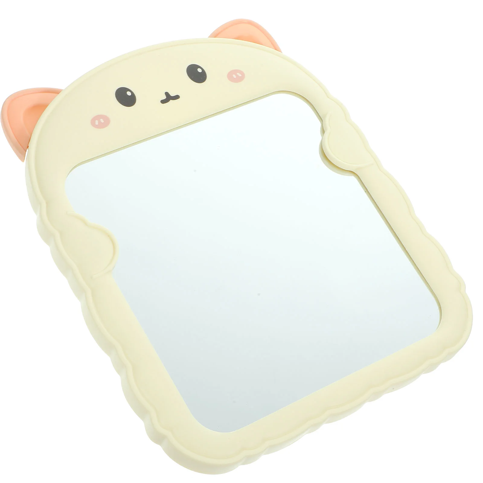 Specchio per il trucco Pieghevole da appendere Desktop Orecchie di gatto dei cartoni animati (Gatto Beige) Comò pieghevole da tavolo per trucco portatile