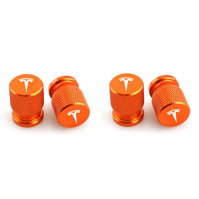 4Pcs Aluminum Styling Car Wheel Tire Valve Caps Dust Covers For Tesla MODEL S X 3 Y 2017 2018 2019 2020 2021 2022 2023 Roadster