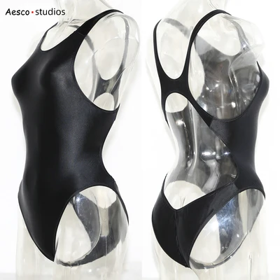 FATFANS (no logo) New Color One Piece Leotard Women's Oil Glossy  Bodysuit Solid Color  Pool Water Day Sexy Tight Swimsuit