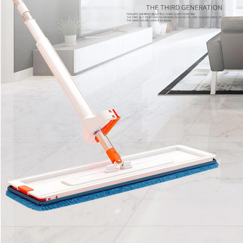 Flat Floor Mop Squeeze Mop Hand Free Wringing Floor Cleaning Mop Replace Microfiber Mop Pads Lazy Mop Wet Dry on Hardwood Tile