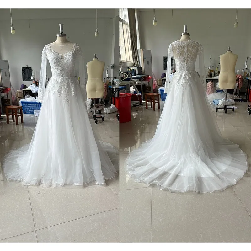 Maria Novia Dostosowane suknie ślubne Boho z długim rękawem 2025 dla kobiet A Line Ivory Lace Bride Boho Suknia ślubna Vestido De Noiva