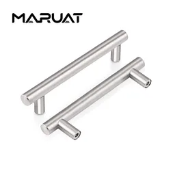 Cabinet Drawer Pulls Kitchen Cabinet Handles Stainless Steel Satin Nickel Furniture Dresser Hardware Euro T Bar Brushed Nickel
