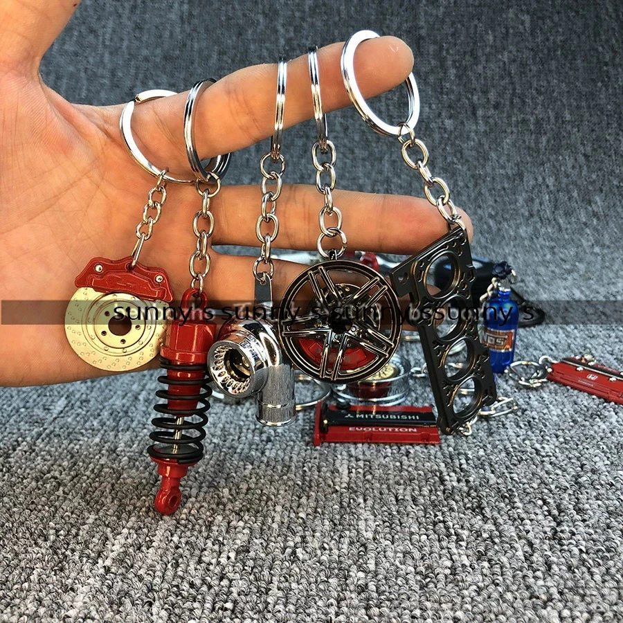 Creative Unique Disc Brake Keychain Wheel Rim Metal Racing Keyring Car Motorcycle Keychain Souvenir Gift Waist Buckle Pendant