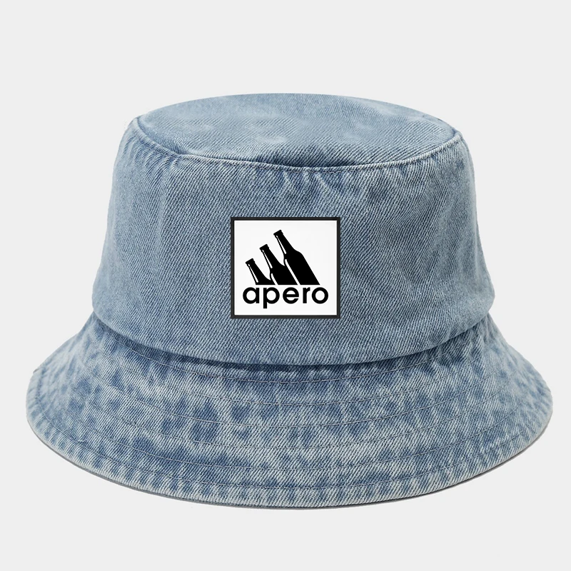 Apero estampado Denim lavado sombrero con forma de cubo mujeres hombres deportes diarios sombrero de Panamá adulto Casual viajes al aire libre sol playa gorras de pescador