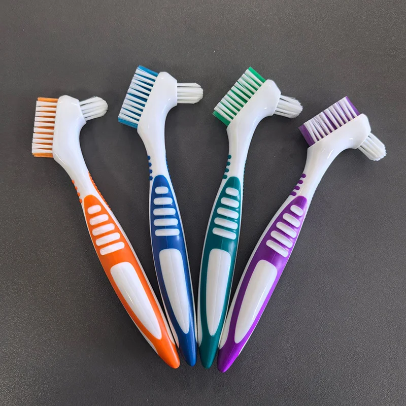 Cepillo de limpieza de doble cara para dentaduras postizas, cepillo para aparatos invisibles, retenedores de ortodoncia, cepillo desincrustante, herramienta oral (1 unidad)