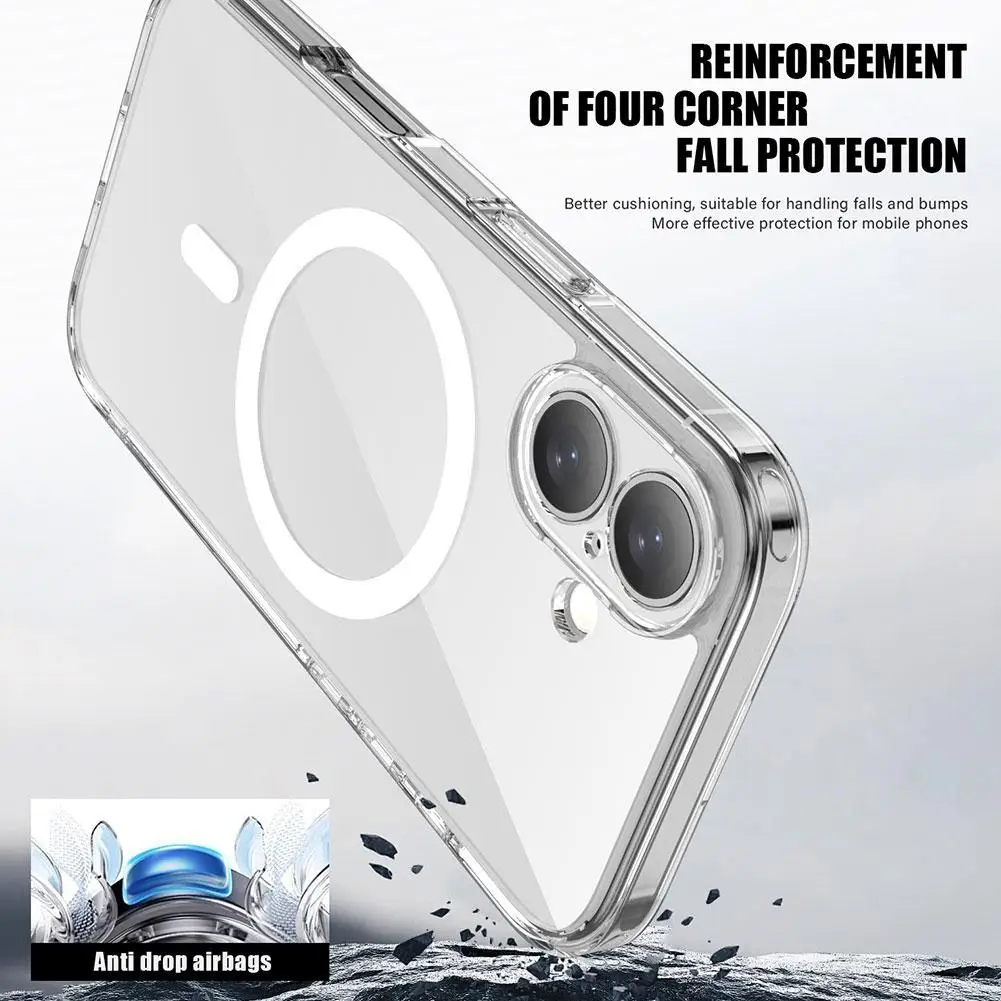 Etui na telefon iPhone 17 Pro/Pro Max/Air Aurora, przezroczyste, magnetyczne, z TPU, odporne na upadki, proste i nieżółknące, ochronne.