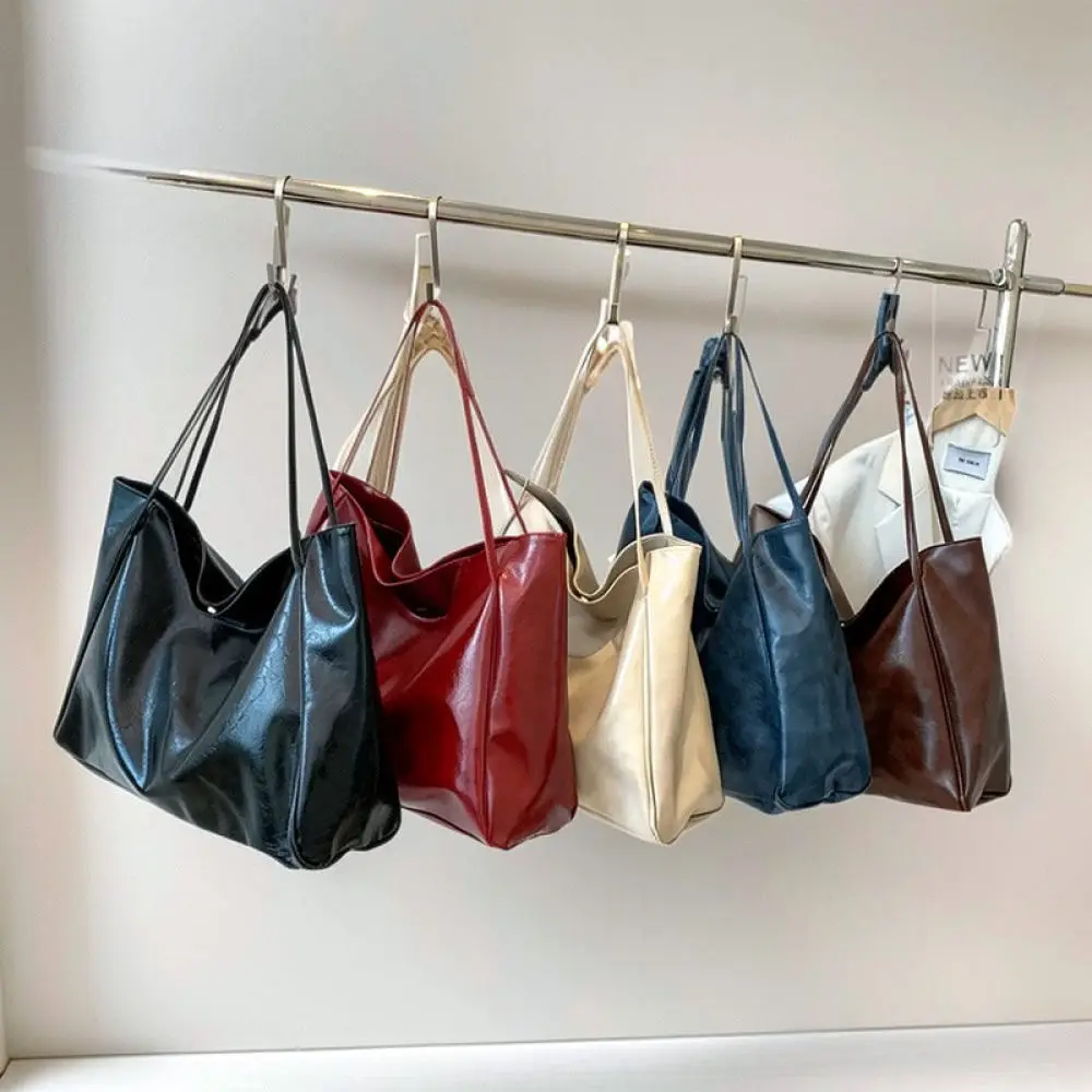Fashion Large Tote Handbag Retro Style Pu Leather Shoulder Bag Womens Soft Casual Commuter Daily Minimalist Purse