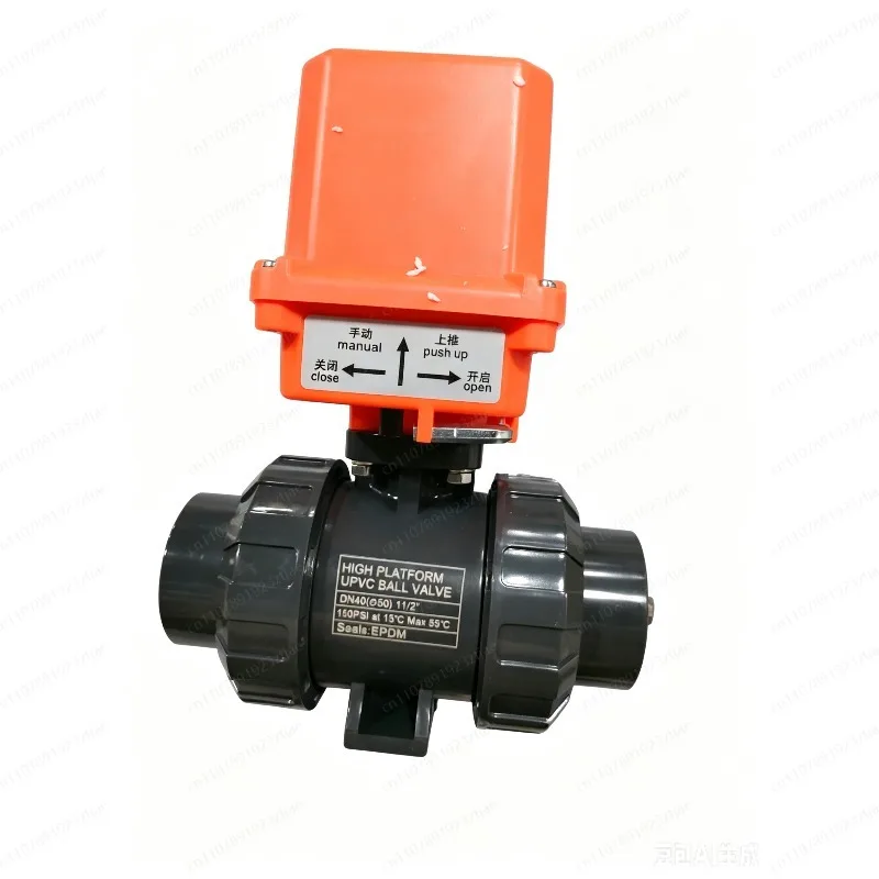 electric-upvc-ball-valve-double-union-quick-cut-off-pvc-o-type-valve-for-water-acid-alkali-corrosion-resistant