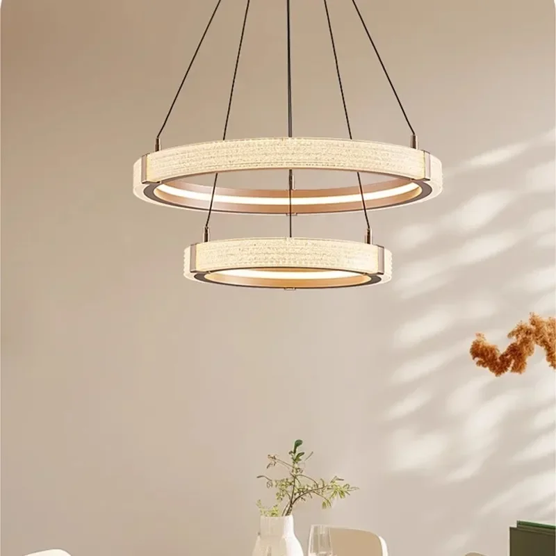 현대 반지 Led 샹들리에 아크릴 다이닝 거실 센터 테이블 침실 램프 홈 장식 디 밍이 가능한 매달려 전등