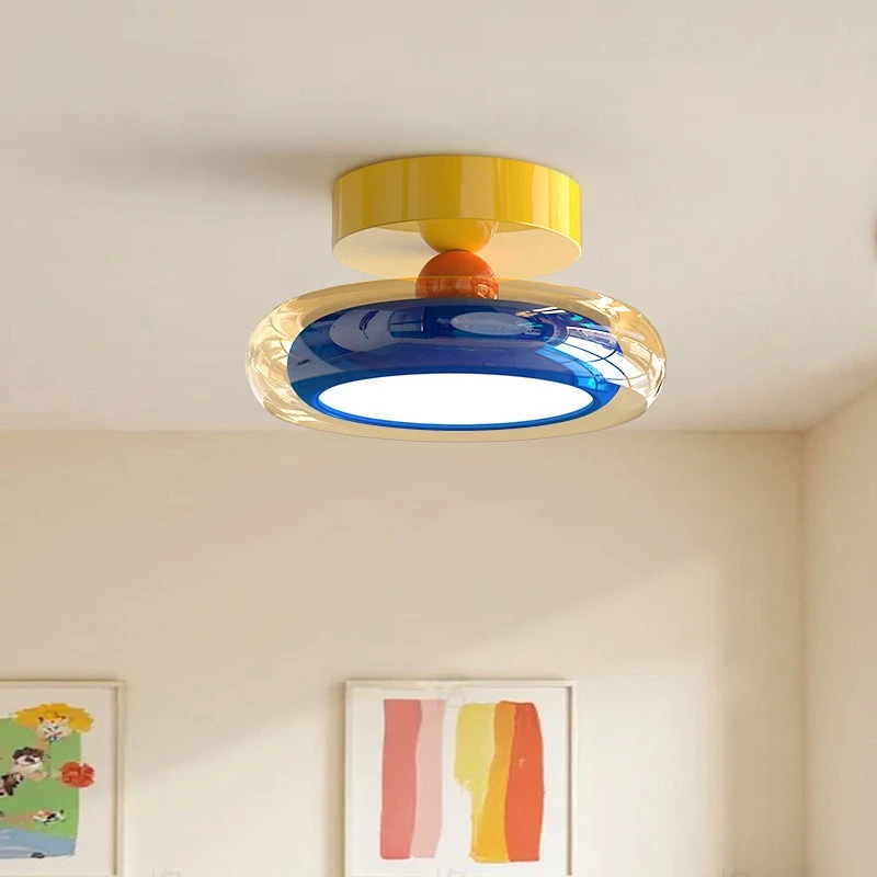 Memphis Dopamine Colorful Glass Ceiling Lamps Cream Rotundity LED Lights Corridor Children's Room Entrance Bedroom Balcony Aisle