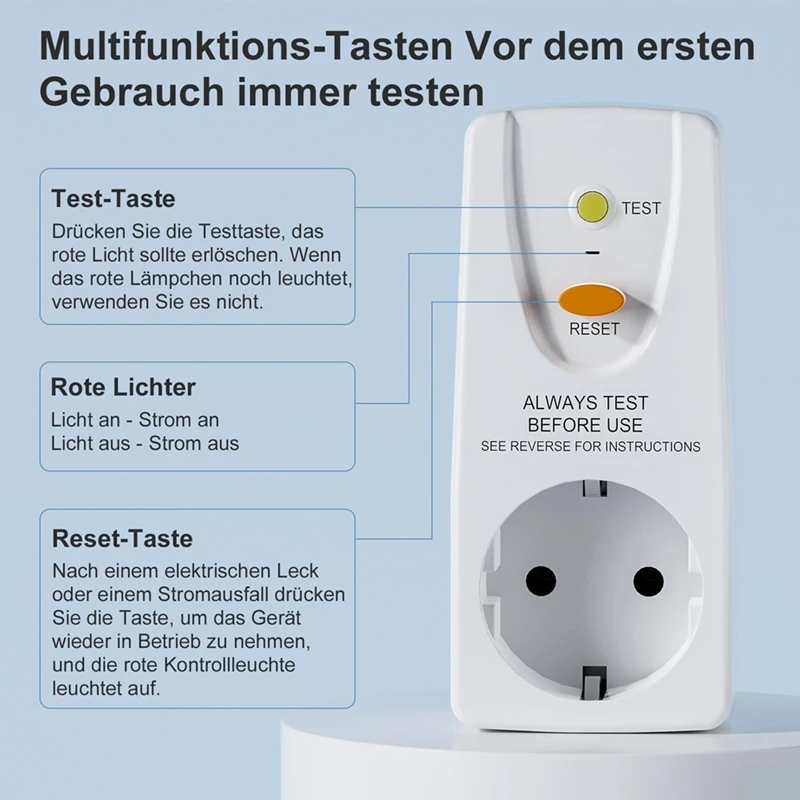 AA46 2Pack 16A Gfci Leakage Protection Plug Rcd Socket Home Circuit Breaker Cutout Switch Personal Protection Plug EU Plug