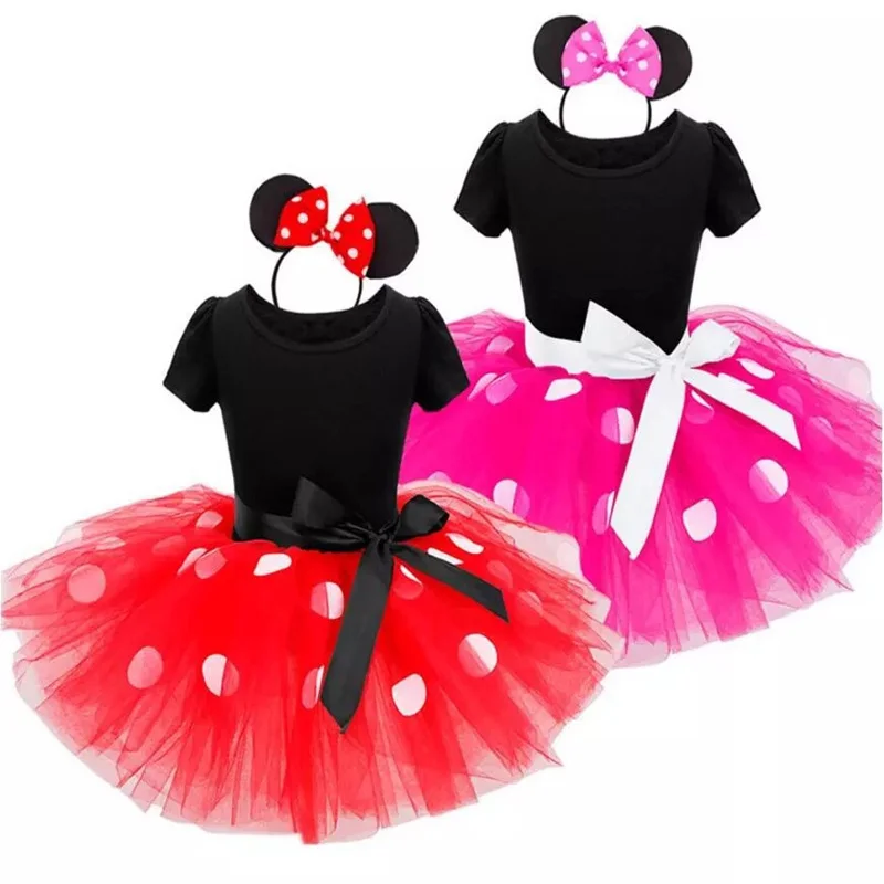 Baby Girls Small Mouse Dress Toddler Kids Halloween Party Cosplay Costume Polka Dot Christmas Clothes Children Fancy Dress Up