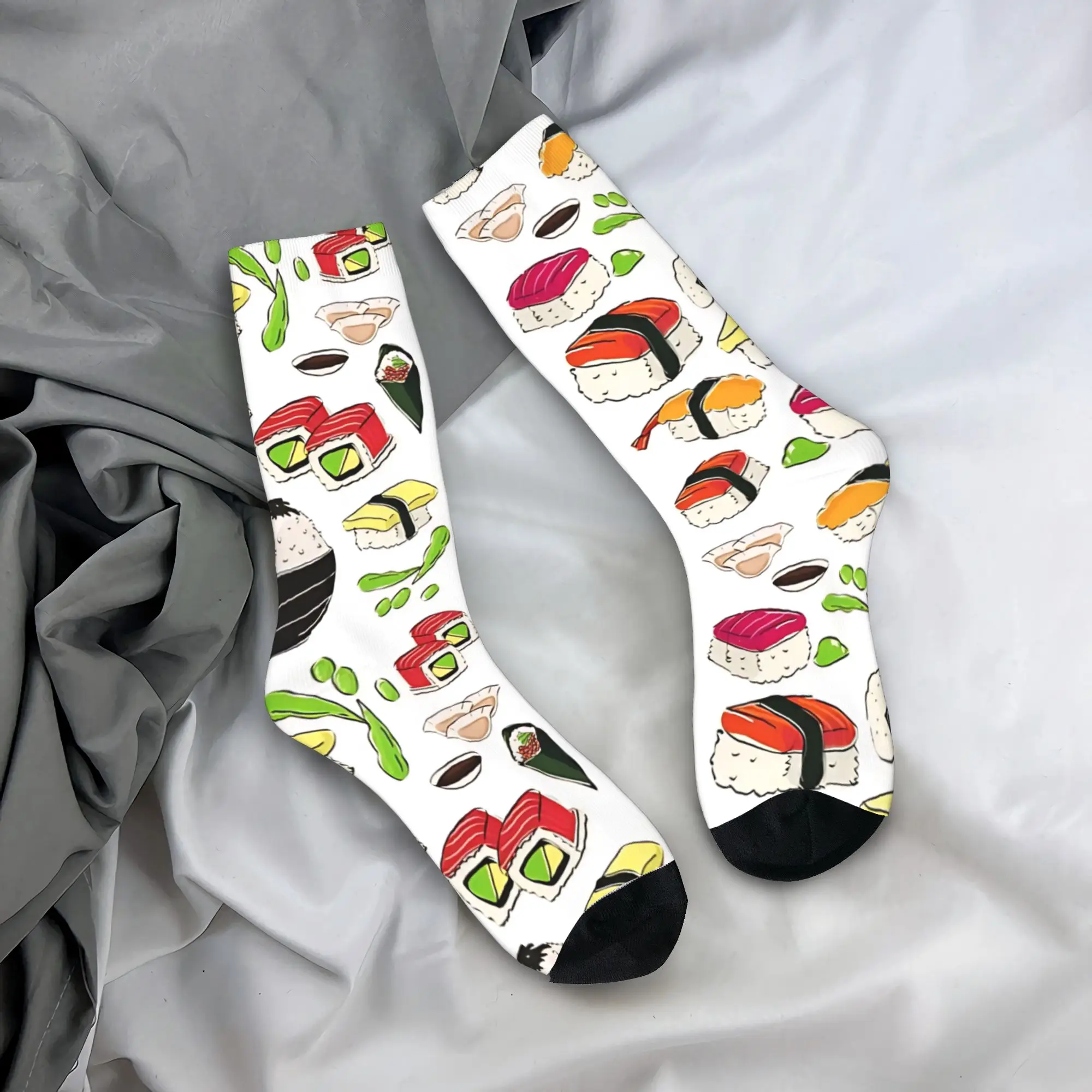 

Мужские носки с принтом суши, риса и эдамаме, нескользящие, качественные, осенние, кавайные, для бега и спорта, на заказ