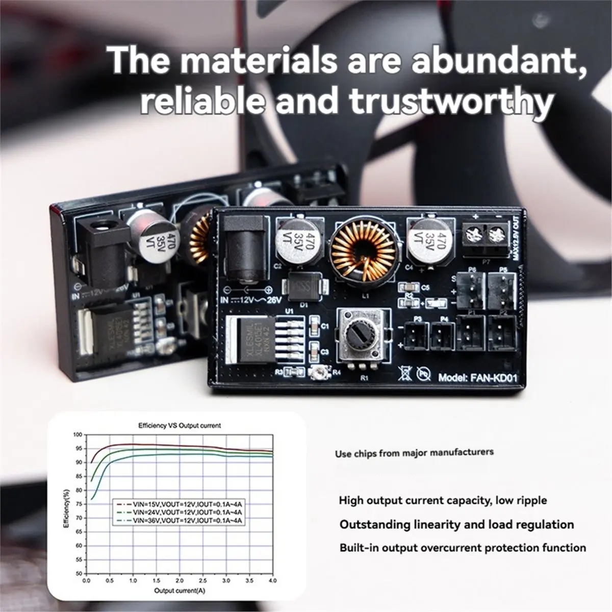 

DC 12-26V Voltage Regulator Speed Controller High Power Hub 2/3/4P Fan Cooling Speed Control DIY Temperature Adjust