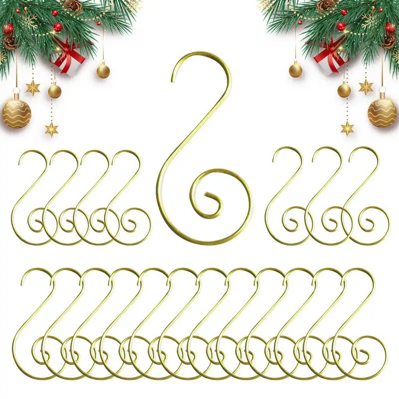 20pcs S Shaped Christmas Hook Christmas Ornament Hooks Diy Christmas Tree Hanging Ornaments Hook Supplies For Home Party