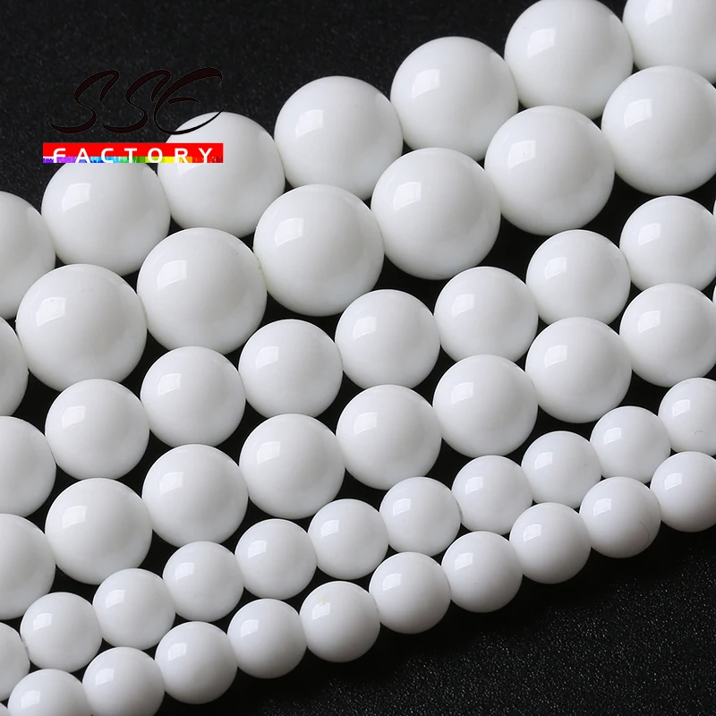 A+ Natural Stone White Agates Beads Round Loose Spacers Beads For Jewelry Making DIY Bracelets Necklace 4 6 8 10 12mm 15