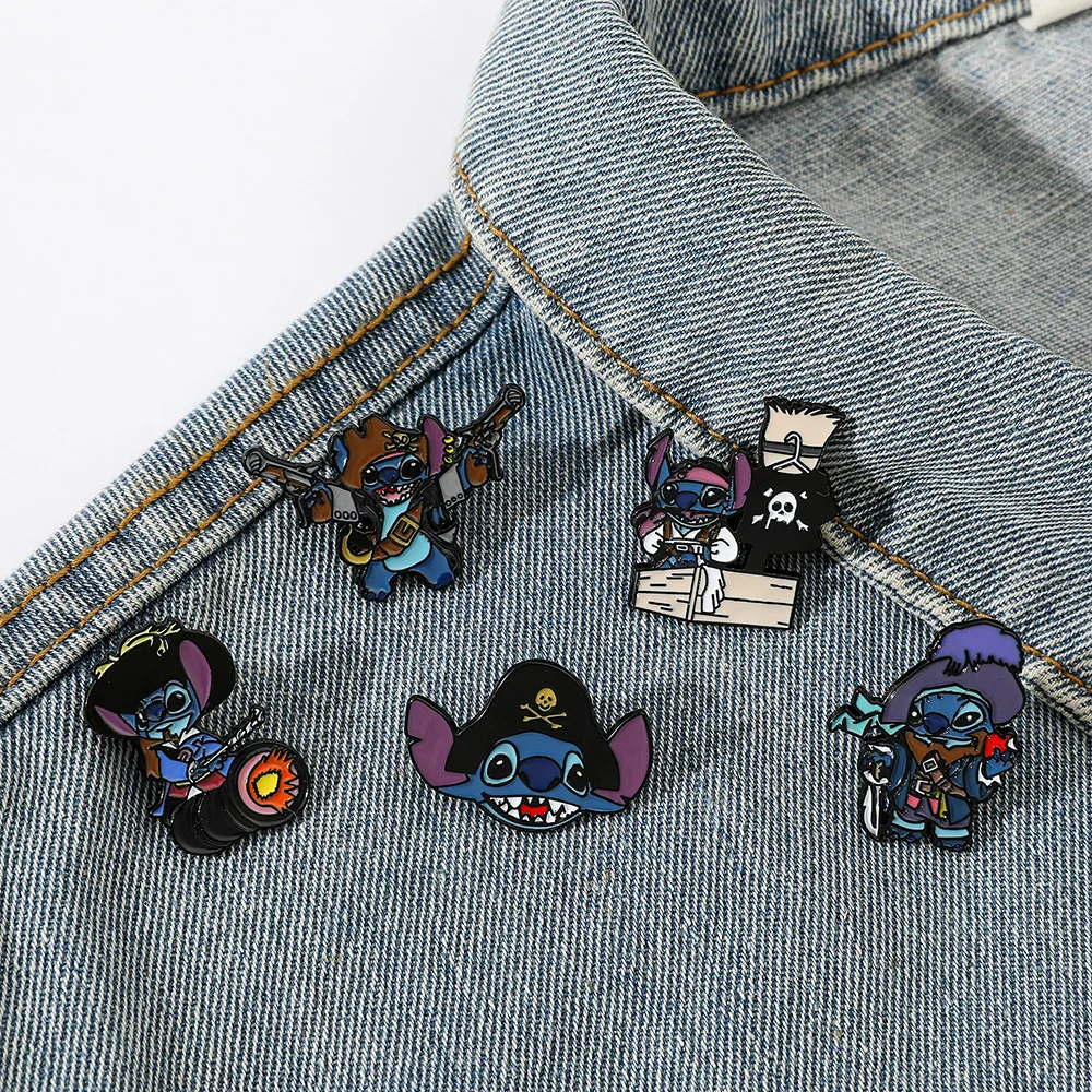 

Cute Stitch Brooch Disney Products Anime Character Badges Backpack Accessories Charms Pins Jewelry Children's Toys Gifts