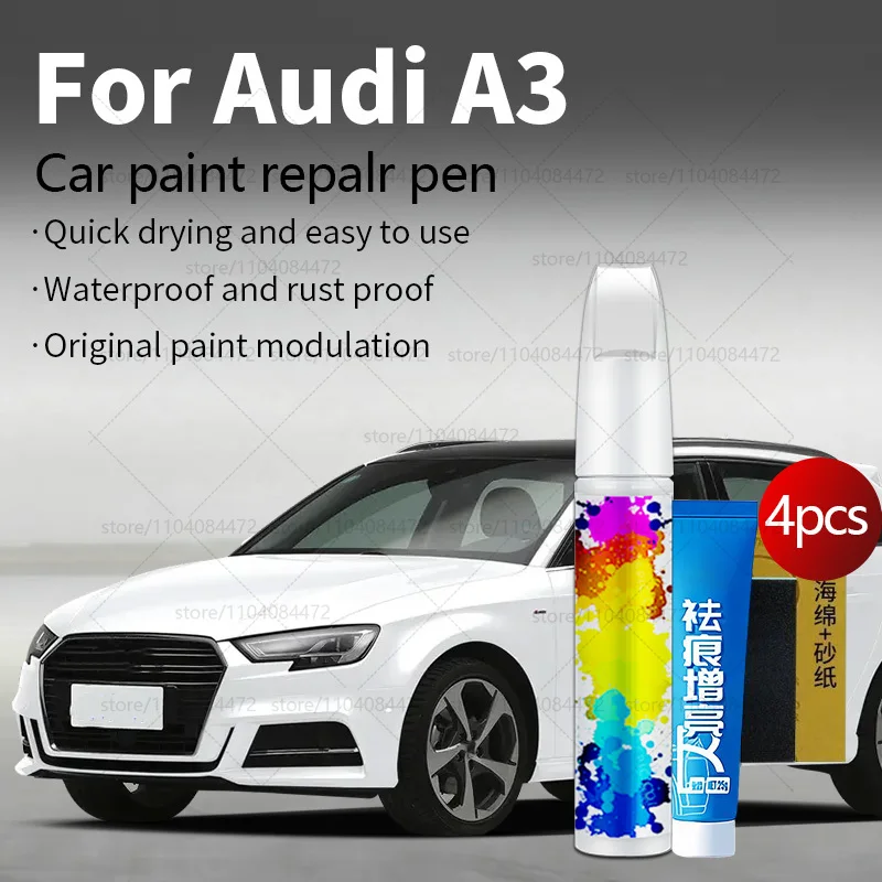 

Ручка для ремонта автомобильной краски для AUDI A3 1996-2025 гг., аксессуары для ремонта царапин, 4 шт., черный LY9T, белый LY9L, серый LZ7W, зеленый LZ6A