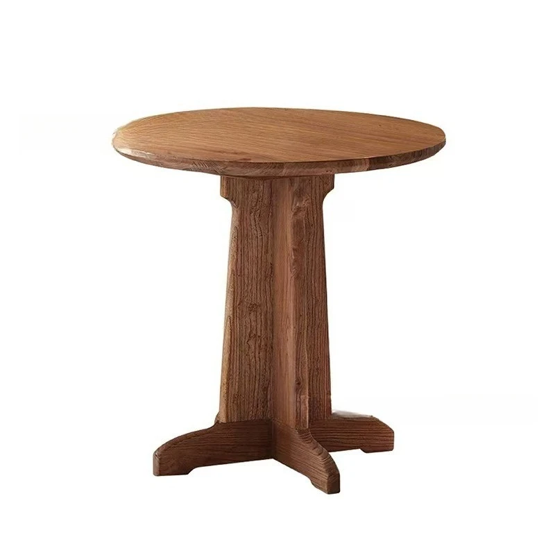 

Quiet wind retro old elm dining table balcony tea folding chair hotel homestay small round coffee side