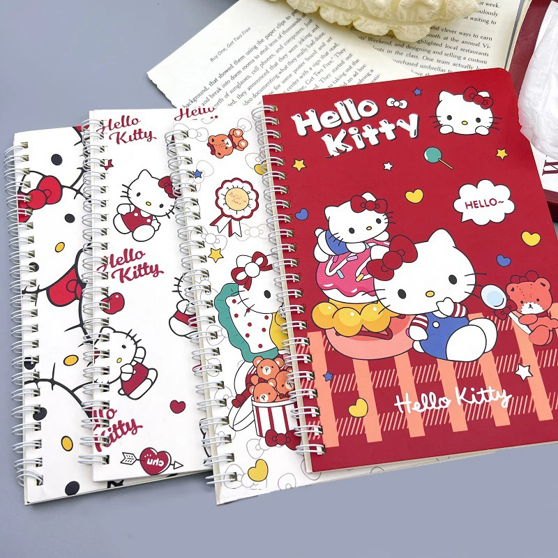 4pcs Sanrio Spiral Book Coil Notebook Hello Kitty Pachacco Horizontal Notepad Student Learning Korean Stationery School Supplies