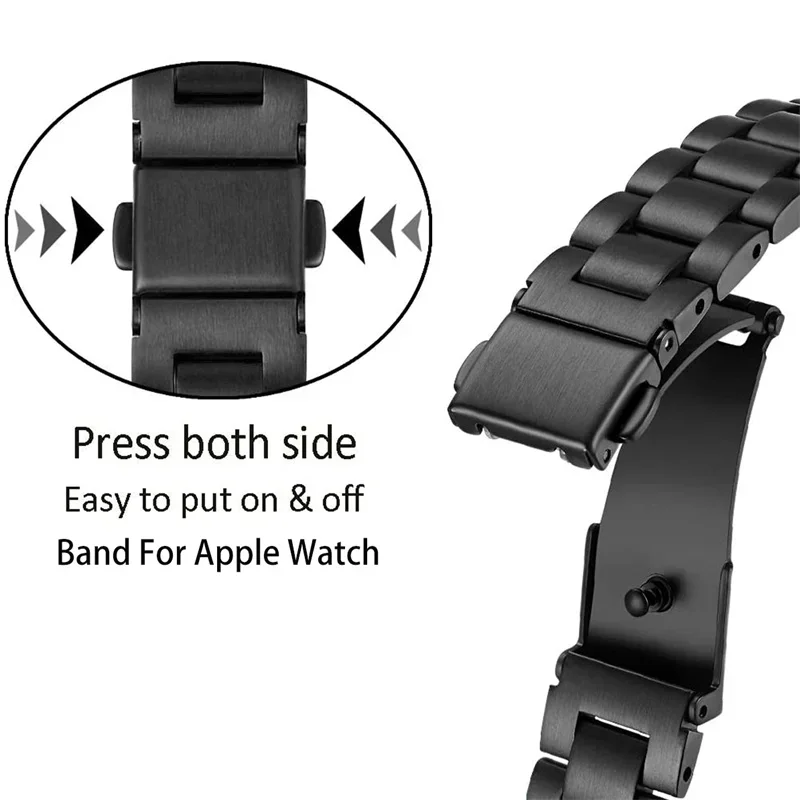 Thin Strap for Apple Watch Band 45mm 41mm 44mm 40mm 42mm 38mm 49mm Stainless Steel Metal Bracelet Iwatch Series 8 7 6 SE 3 Ultra