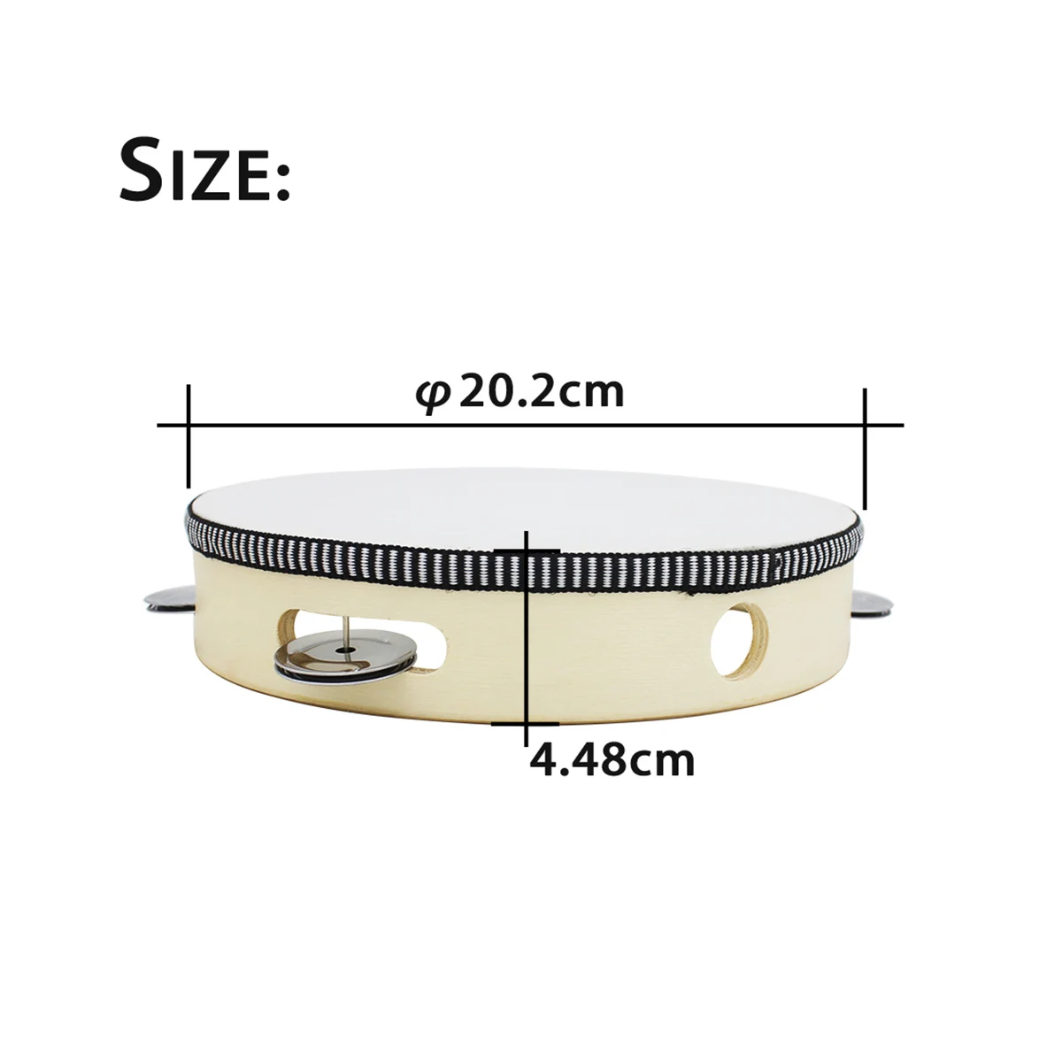 

8 Inch Tambourine Musical Instrument for Kids Single Row Percussion Woods Practice Pad Melodious Fun Party Dancing Concert