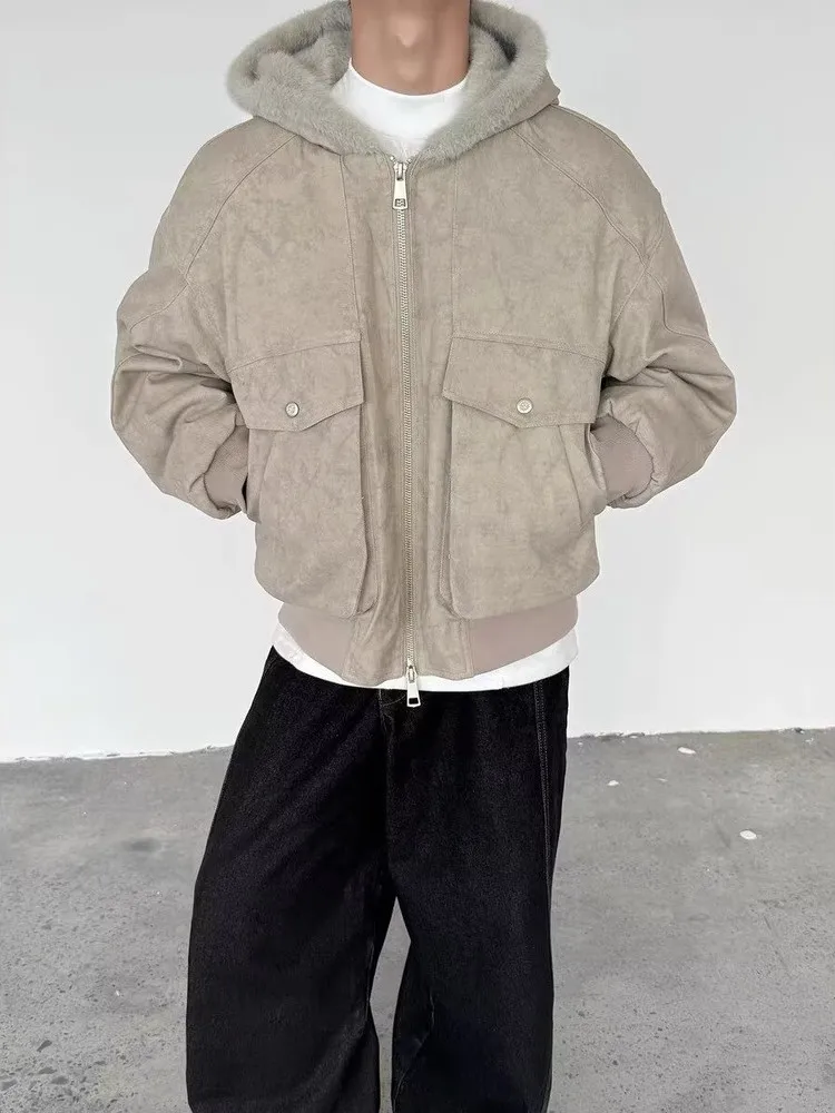 

Мужская теплая хлопковая куртка Cleanfit с мраморным узором, на флисовой подкладке, с капюшоном, свободного кроя, для повседневной носки, с длинными рукавами, молодежная мода