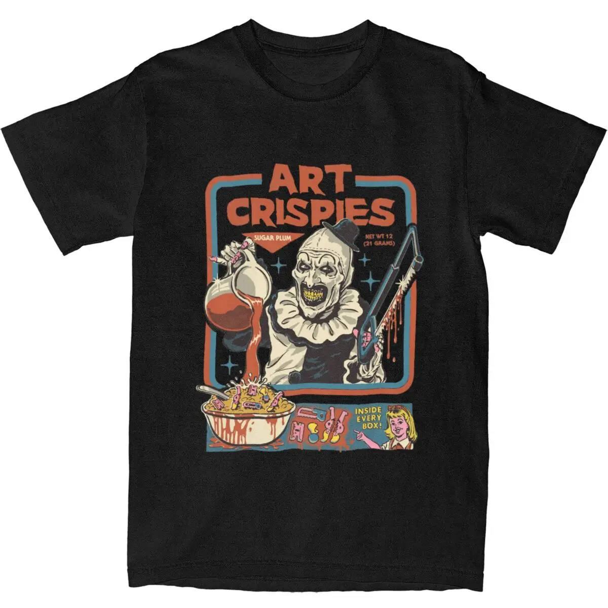 Graphic Printing Art Crispies Terrifier Clown Shirt Outfit Men Women Cotton Retro Horror T Shirt Awesome Tee Clothes