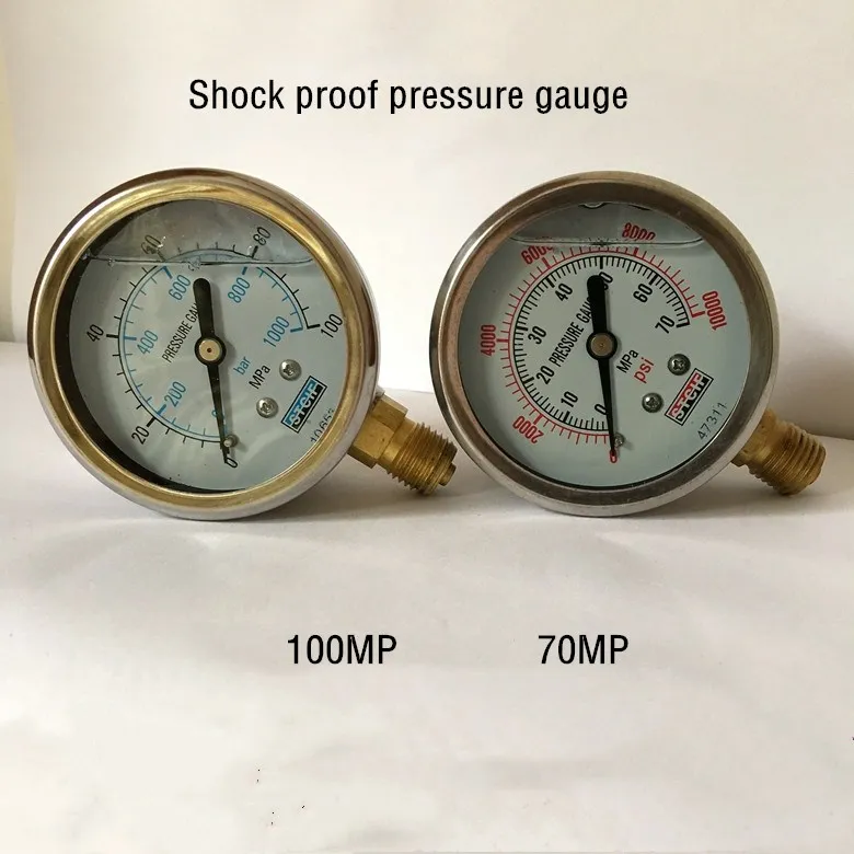 Shock proof pressure gauge yn-600-100mpa 1 / 4 oil pressure gauge 0-1000bar high pressure gauge Hydraulic Gauge