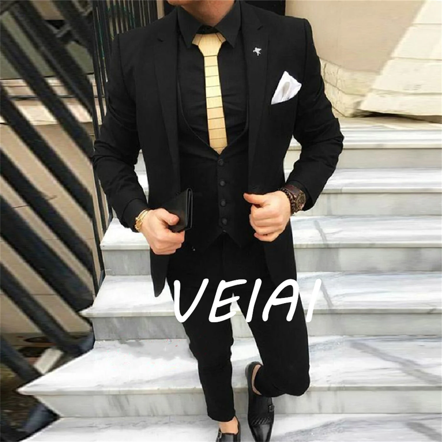 

Custom Made Black Men Suits 2022 Slim Fit Mens Jacket Casual Costume Marriage Homme Groom Wear Prom Tuxedos Blazer Terno 3 Pcs