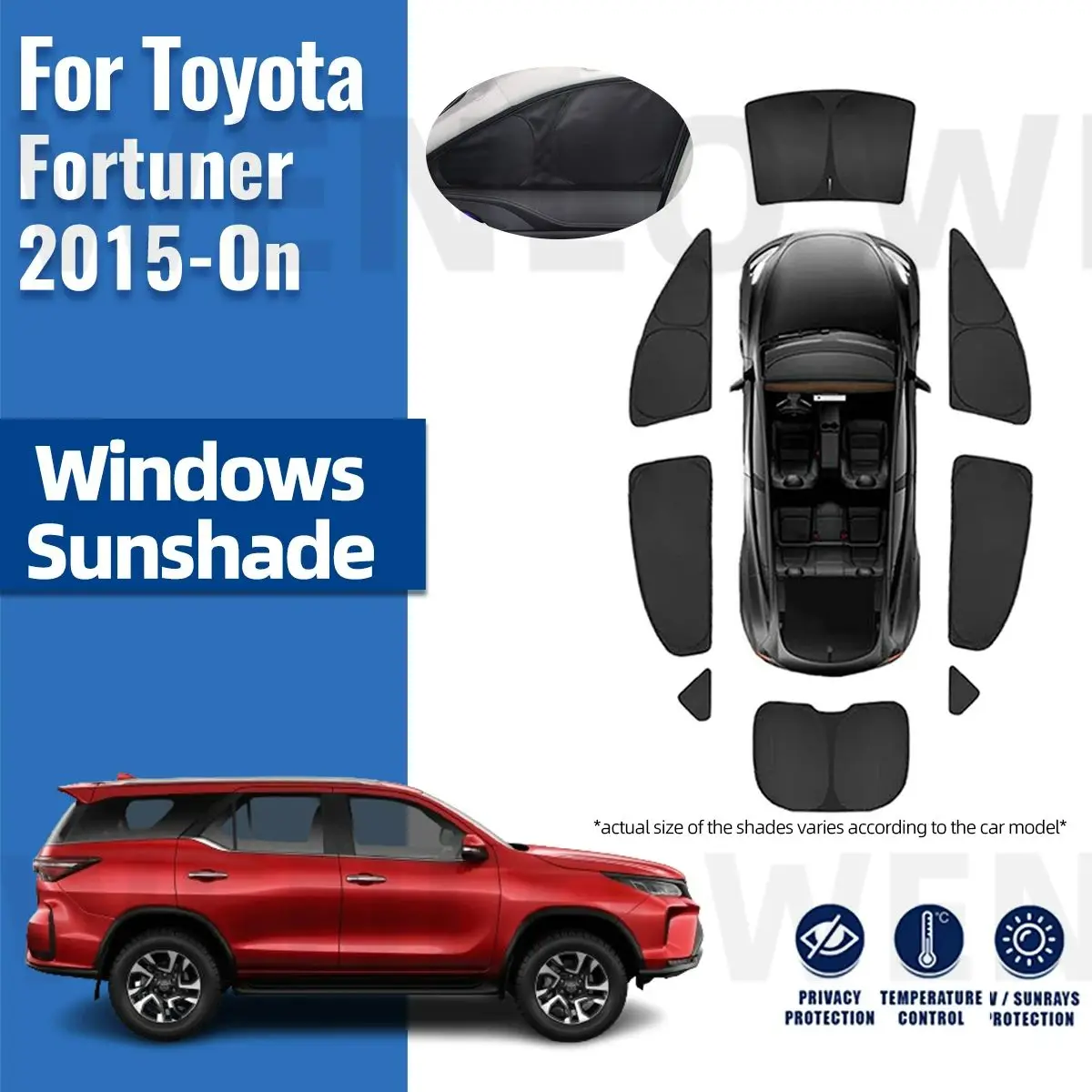 

For Toyota Fortuner 2015-2022 2023 2024 Full Cover Car Sunshade Front Windshield Frame Curtain Rear Side Window Sun Shades Visor