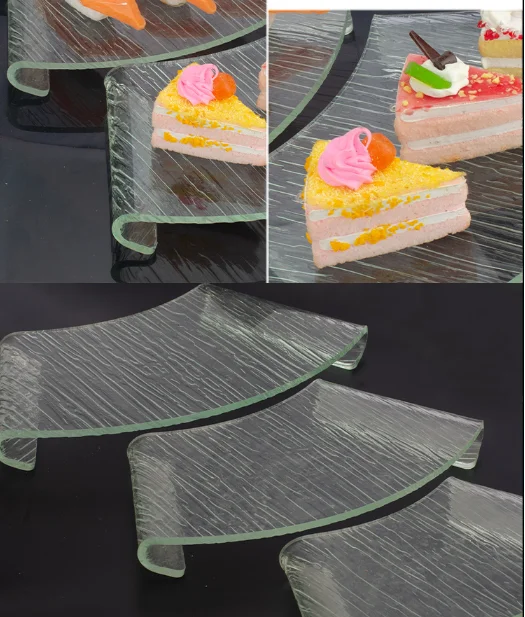 3pcs Japanese and Korean Cuisine Sushi Display Stand Acrylic Fan-shaped Macaron Sandwich Snack Dessert Plate Fruit Cake Holder