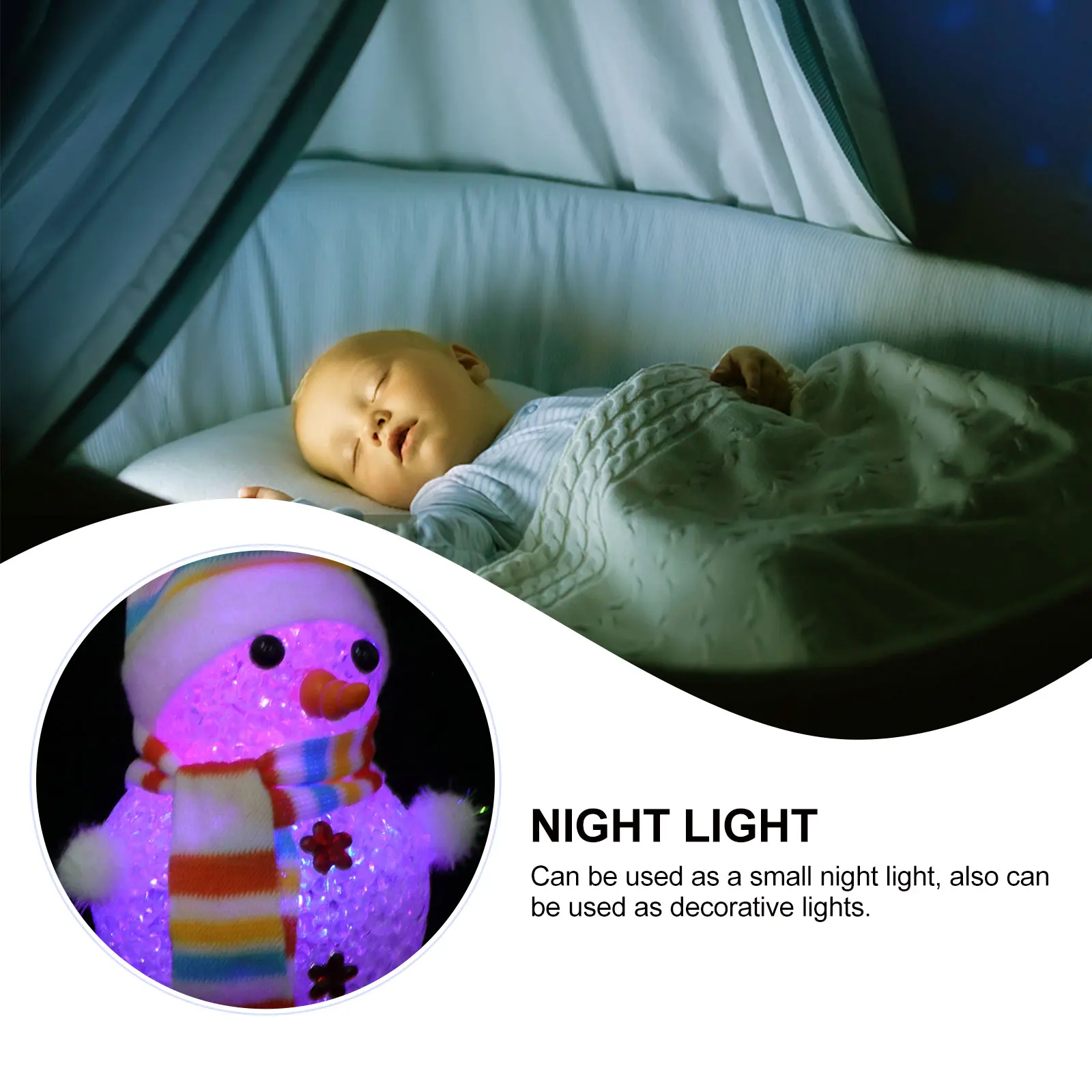 

3pcs Snowman Night Xmas Night Light Lamp Colorful LED Christmas Decor Festival Xmas Mini Light Acrylic Smooth Durable