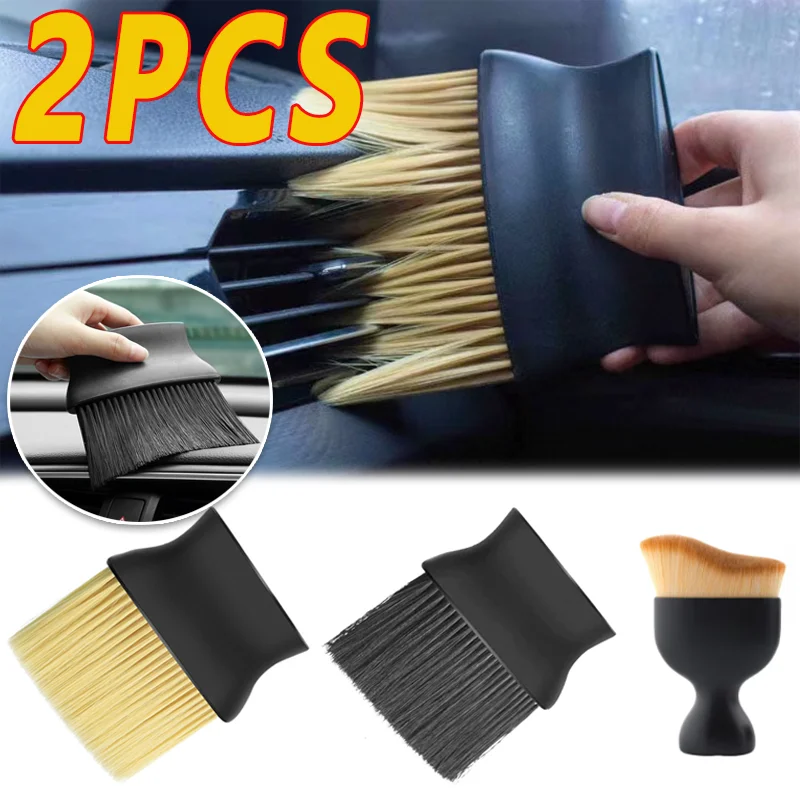 Car Interior Cleaning Brush Conditioner Air Outlet Soft Fur Clean Brushes with Shells Crevice Dust Removal Detailing Brush Tools