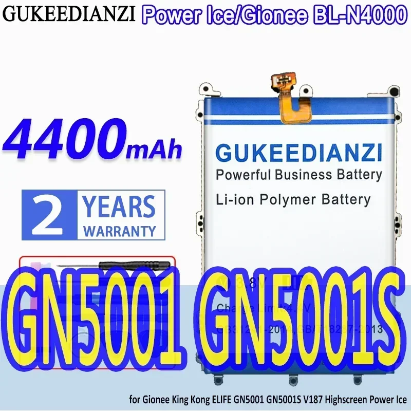 High Capacity GUKEEDIANZI Battery BL-N4000 4400mAh for Gionee King Kong ELIFE GN5001 GN5001S V187 For Highscreen Power Ice