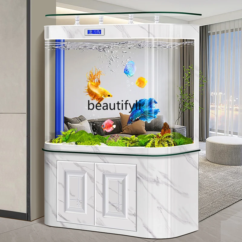 Hot Bending Integrated Fish Tank Living Room Home Large Bottom Filter Change Water Aquarium Wall Screen