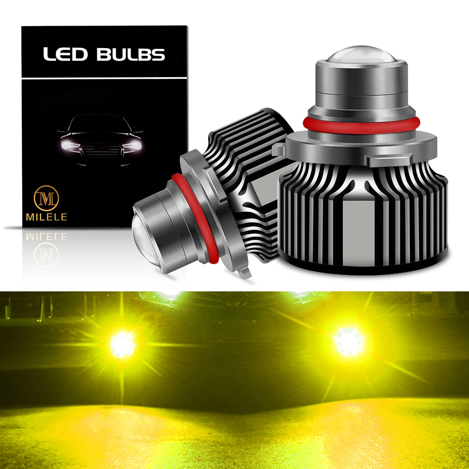Lente laser projetor LED para carros, luzes de nevoeiro, lâmpada do farol CSP 3570, lâmpada dourada, 6000k, 8000k, 9005, 9006, HB3, HB4, H7, H11, 12V
