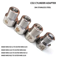 Aquarium CO2 Cylinder Connector Adapter Converter Regulator G5/8 W21.8M22 Aquarium stainless steel CO2 adapter