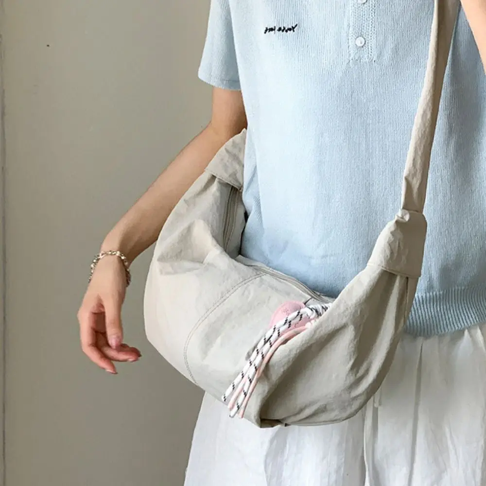 

Large Capacity Nylon Dumpling Bag Solid Color Japanese Style Casual Crossbody Bag Leisure Purse Sports Shoulder Bag Female/Men