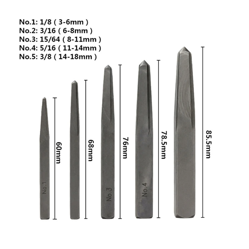 M17D Набор из 5 шт. для извлечения поврежденной ленты для фиксации сломанных винтов с резьбой от 3/16 до 5/8 дюйма