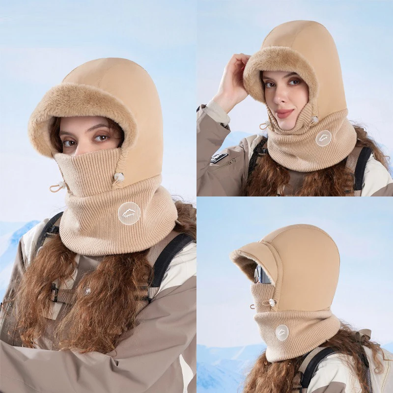 

Winter hat mask scarf cycling helmet skiing earmuffs Leifert hat padded for warmth neck protector hooded cap