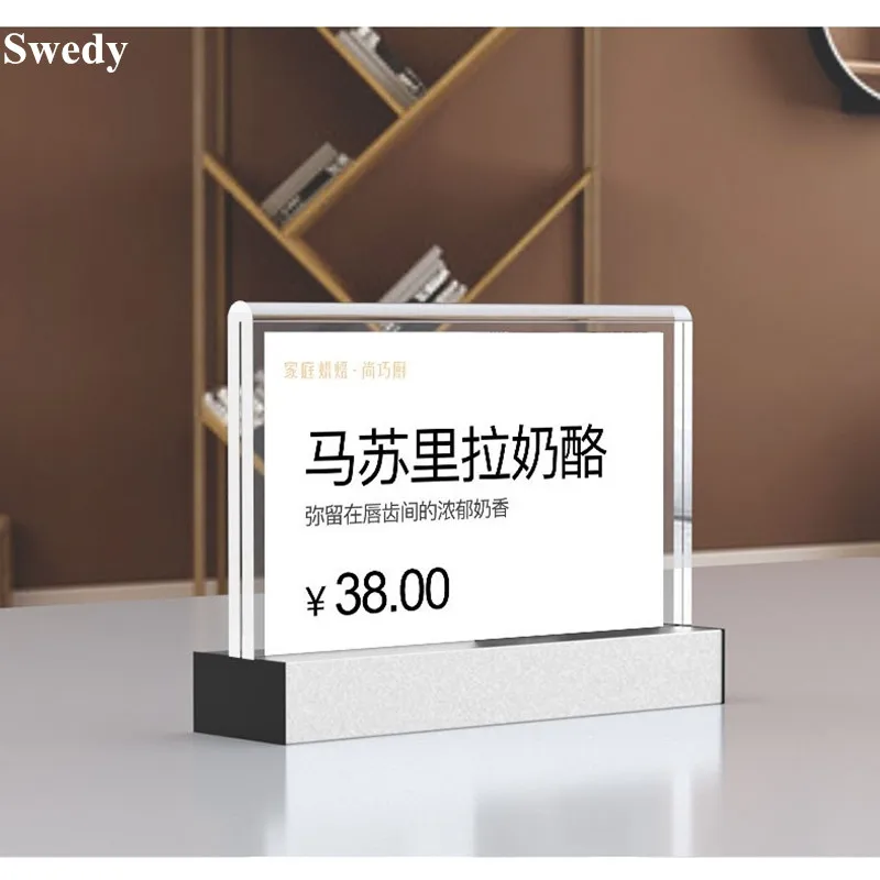 

100x70mm Aluminum Acrylic Sign Holder Display Stand Menu Paper Holder Leaflet Flyer Poster Paper Frame Small Price Label Holder