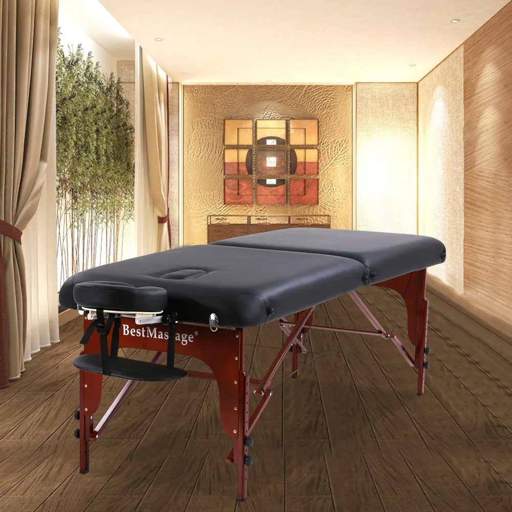 Massage Bed Portable Massage Table 77" L 30" W 2" THK Lash Bed 2 Folding Height Adjustable PU Leather Spa Table, Customized