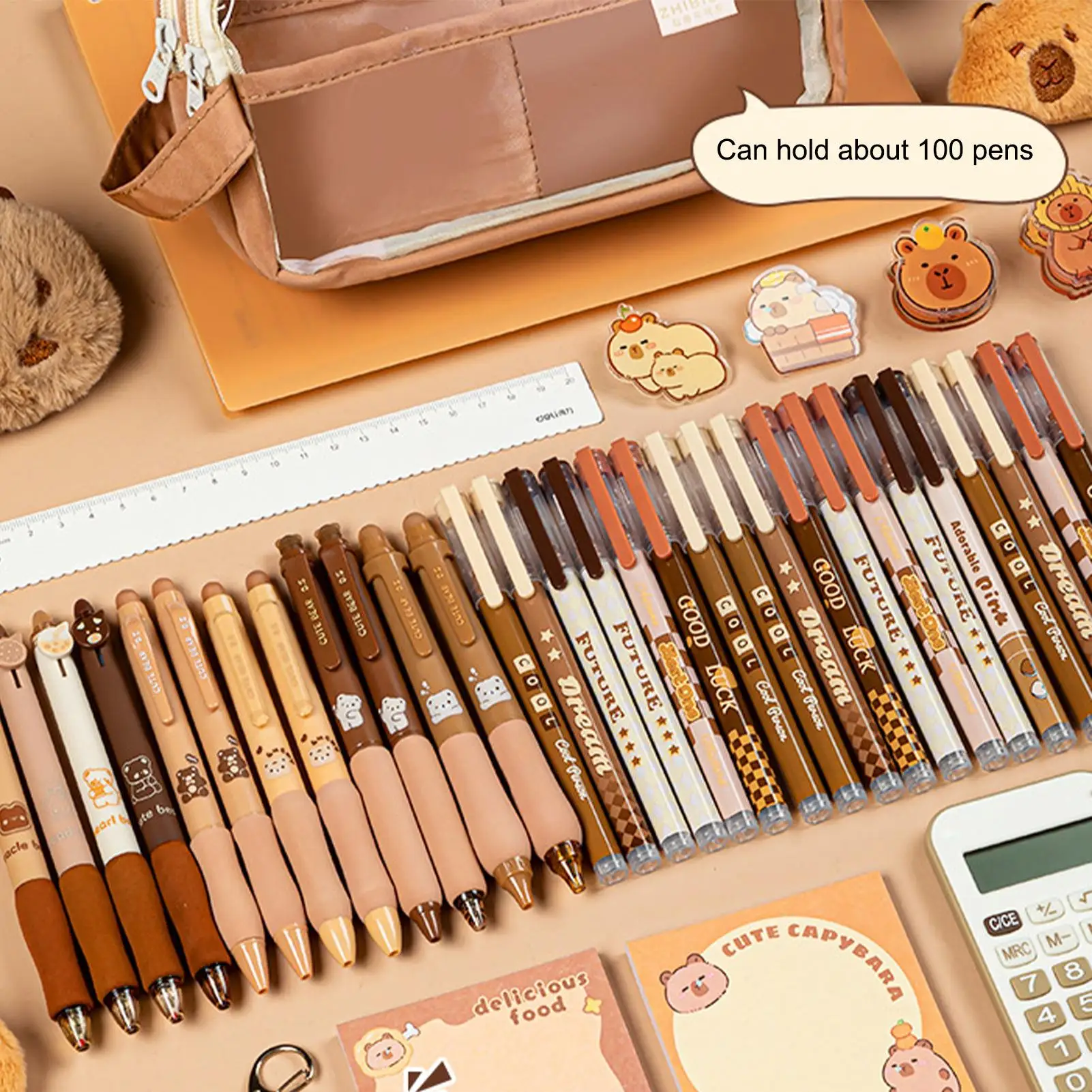 

Capybara Pencil Case Transparent Pencil Case With Compartments Wide Opening Mouth Pencil Pouch Portable Makeup Bag Stationery