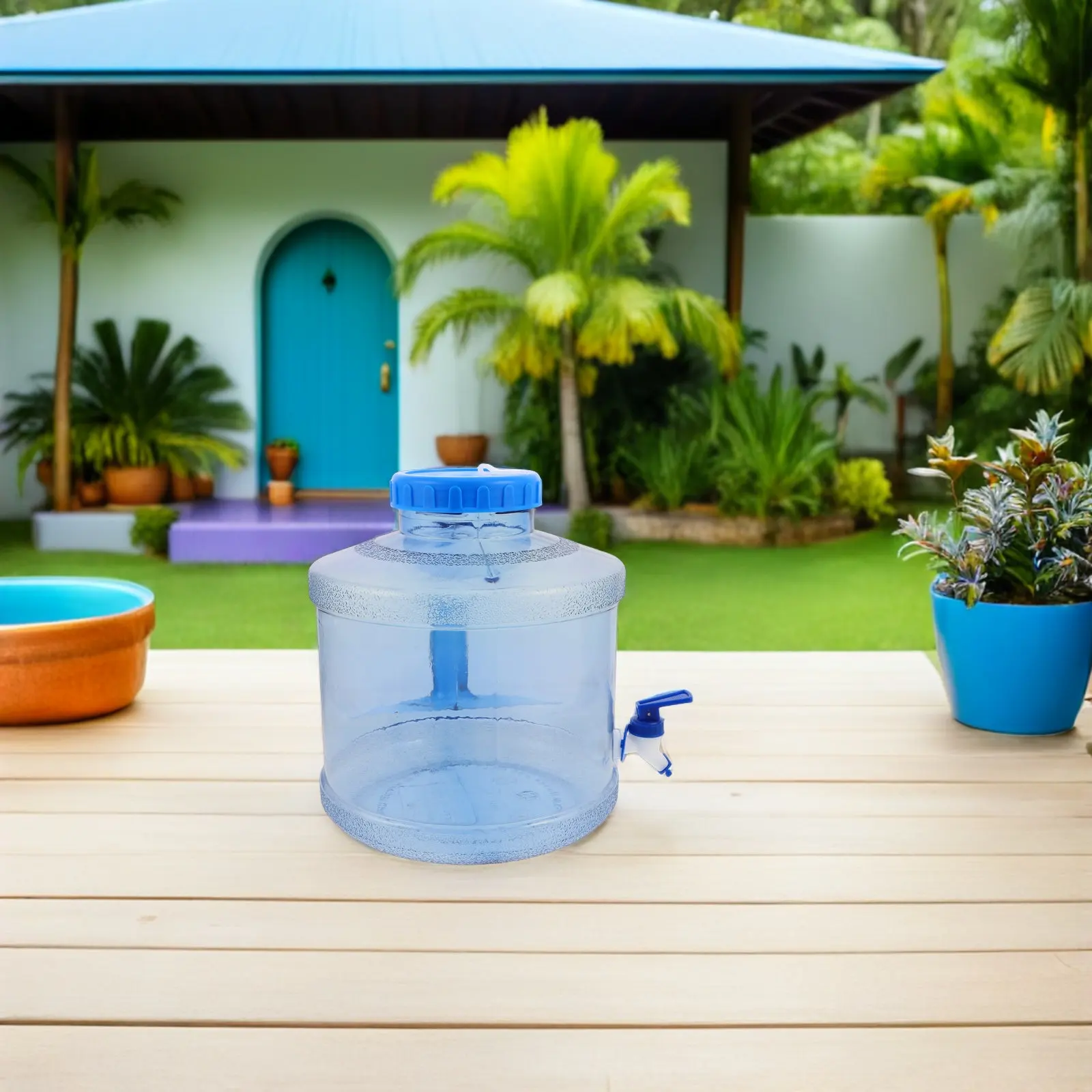 1Set Outdoor Water Container Wide Mouth Plastic Crown Cap Reusable Water Jug 7.5L Portable Camping Drinking Dispenser Jug Hiking view 3