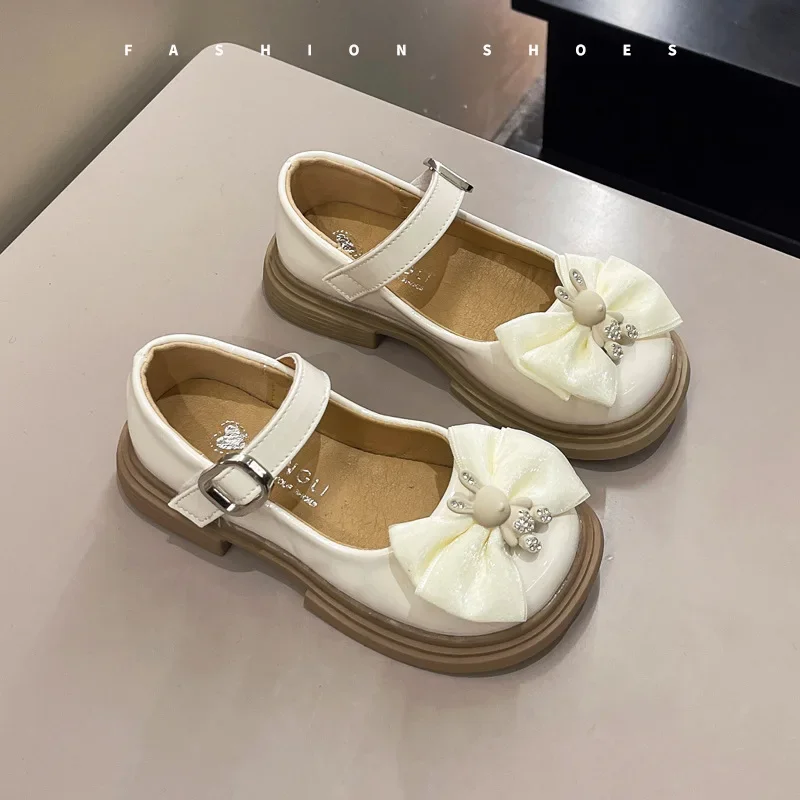 جديد الأميرة أحذية الأطفال المسطحة لفتاة ماري جين المتسكعون أحذية رياضية أطفال أحذية الحفلات طالب موضة الكرتون القوس حذاء من الجلد #3