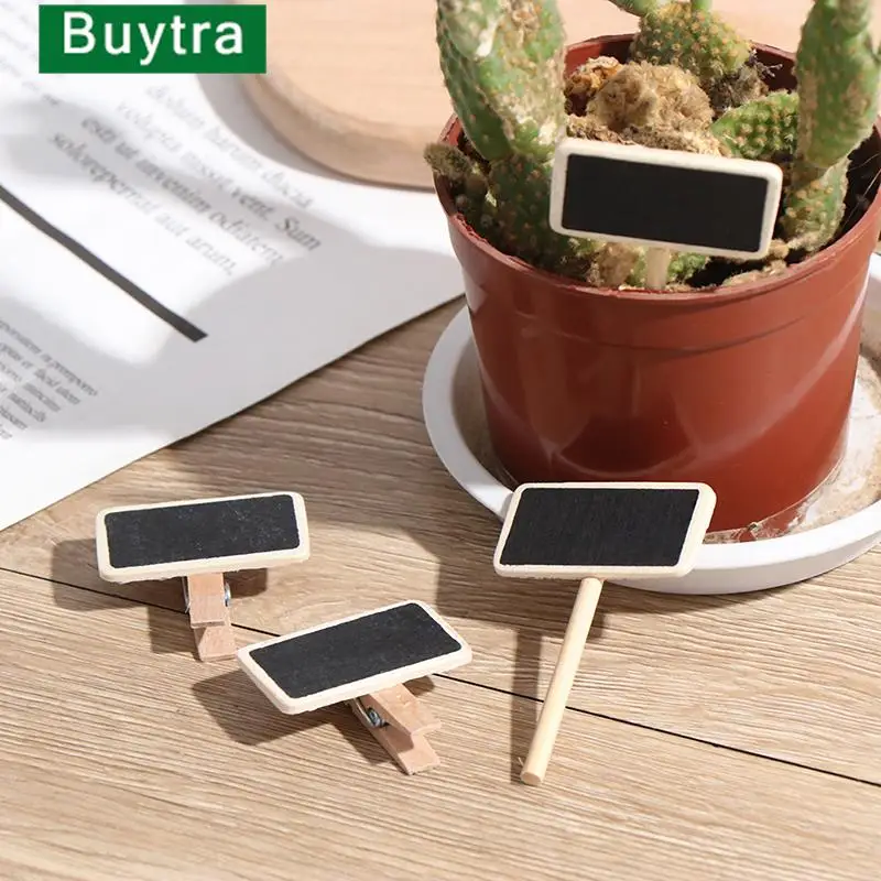 

50Pcs Mini blackboard wood message slate rectangle clip clip panel card memos label