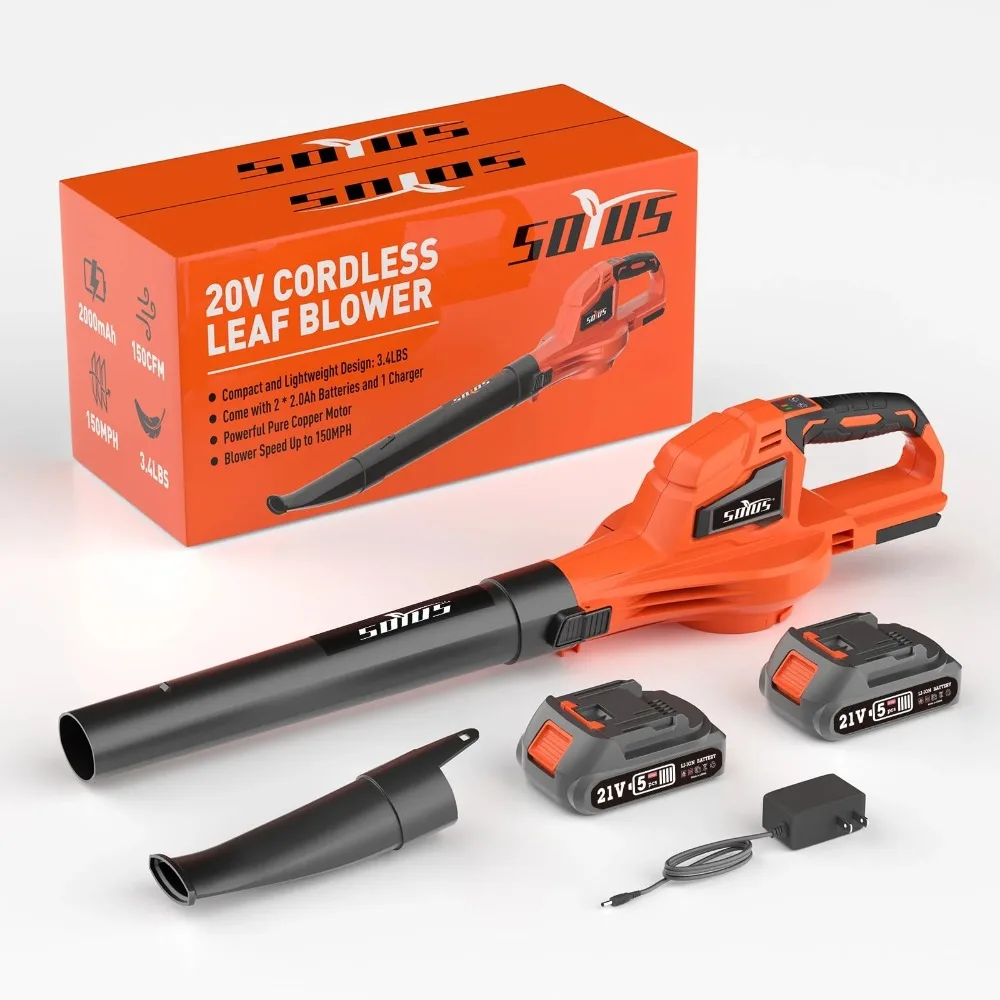

20V 150 MPH 150 CFM Cordless Handheld Leaf Blower, with Two 2.0Ah Batteries and Charger